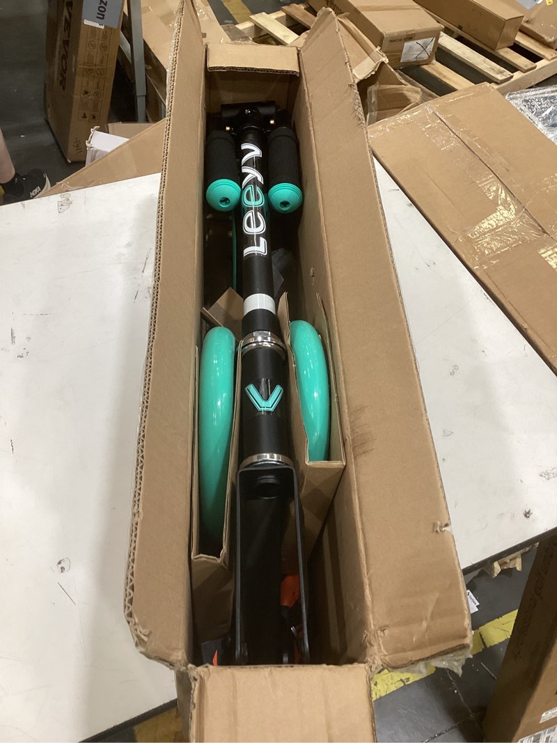 Condition photo showing As Is for scooter for kids 6–12 & adults, max load 240 lbs, adjustable height,lightweight 2-wheel, foldable kids scooter with big wheels blue&black