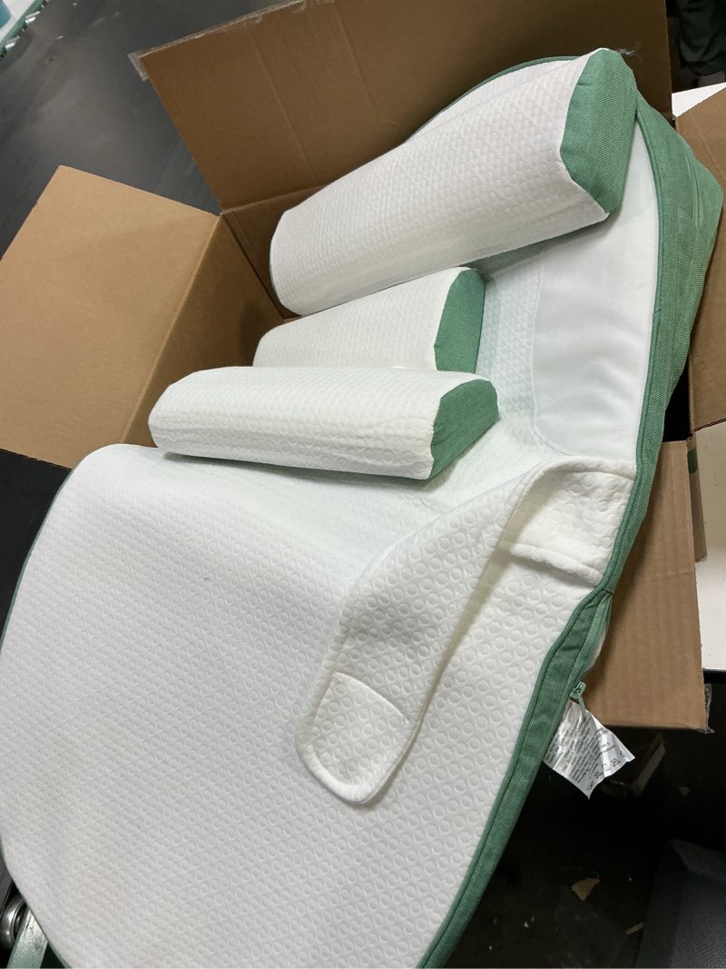 Condition photo showing Good Condition for infants feeding pillow, baby anti overflow feeding pillow, baby multifunctional feeding support pillow, travel portable, removable adjustable,green