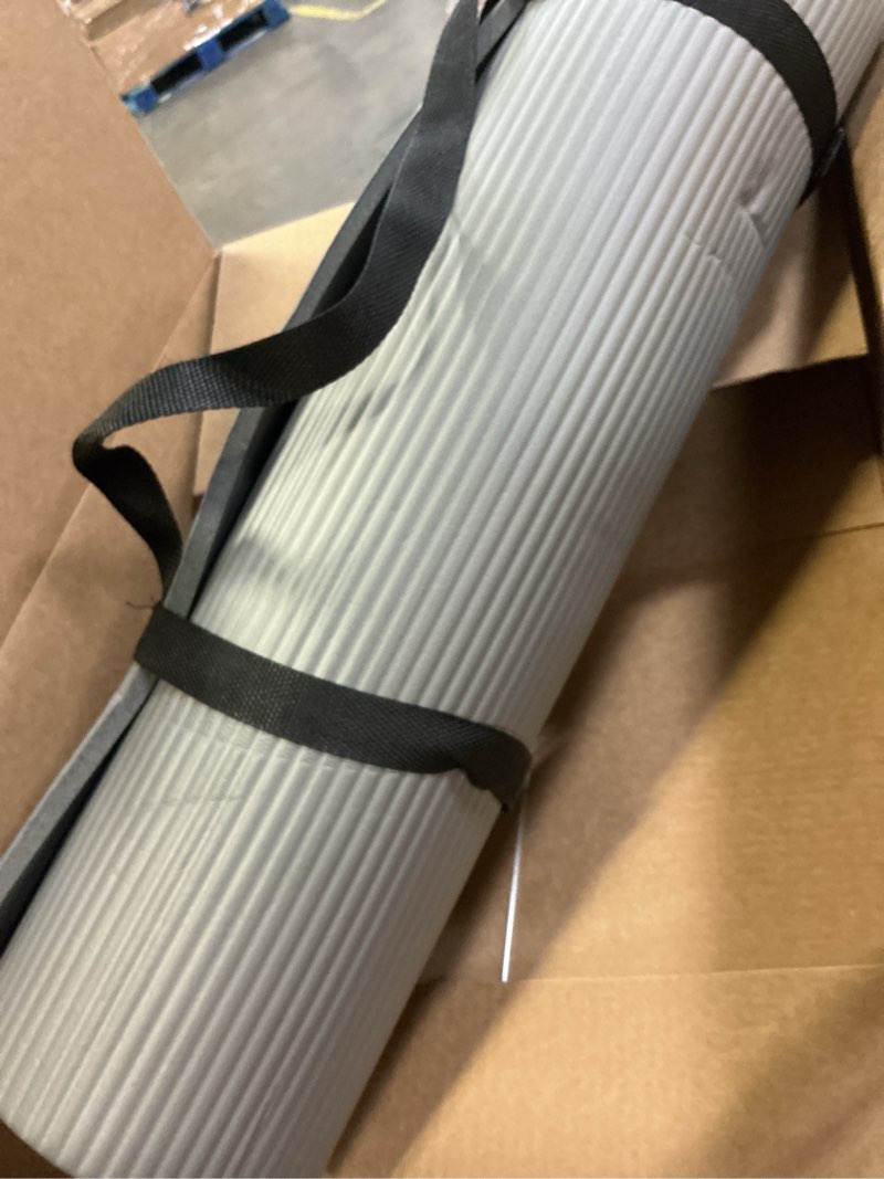 Condition photo showing Good Condition for gaiam yoga mat, pilates & exercise mat, thick 2/5" (10mm) workout mat with easy-cinch carrying strap for home & gym workouts grey 2/5" (10mm)