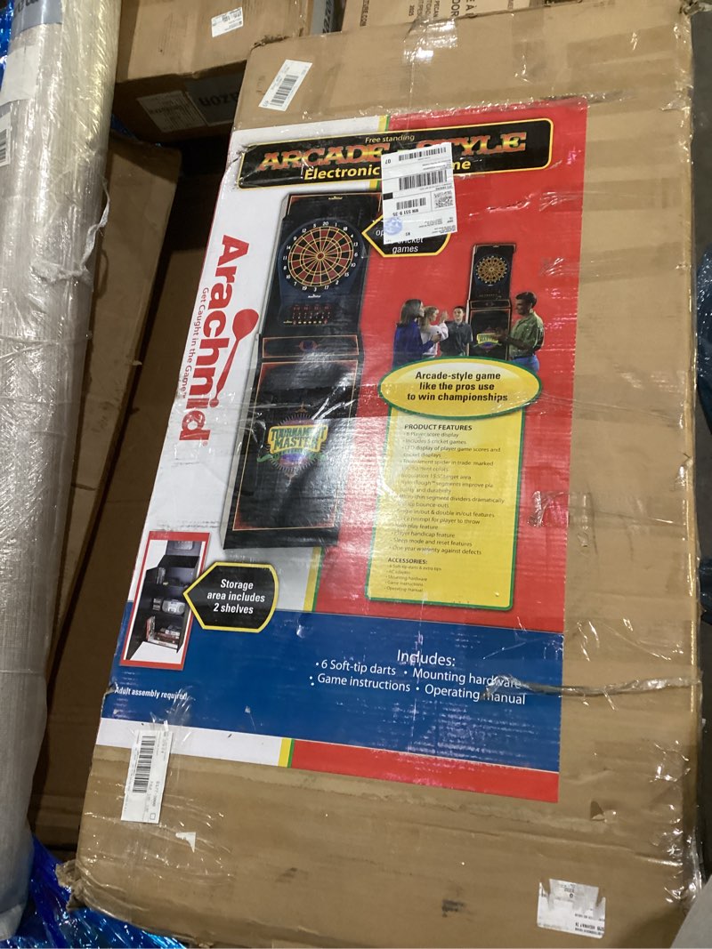 Condition photo showing As Is for Arachnid Cricket Pro 650 Standing Electronic Dartboard with 24 Games  132 Variations  and 6 Soft-Tip Darts Included