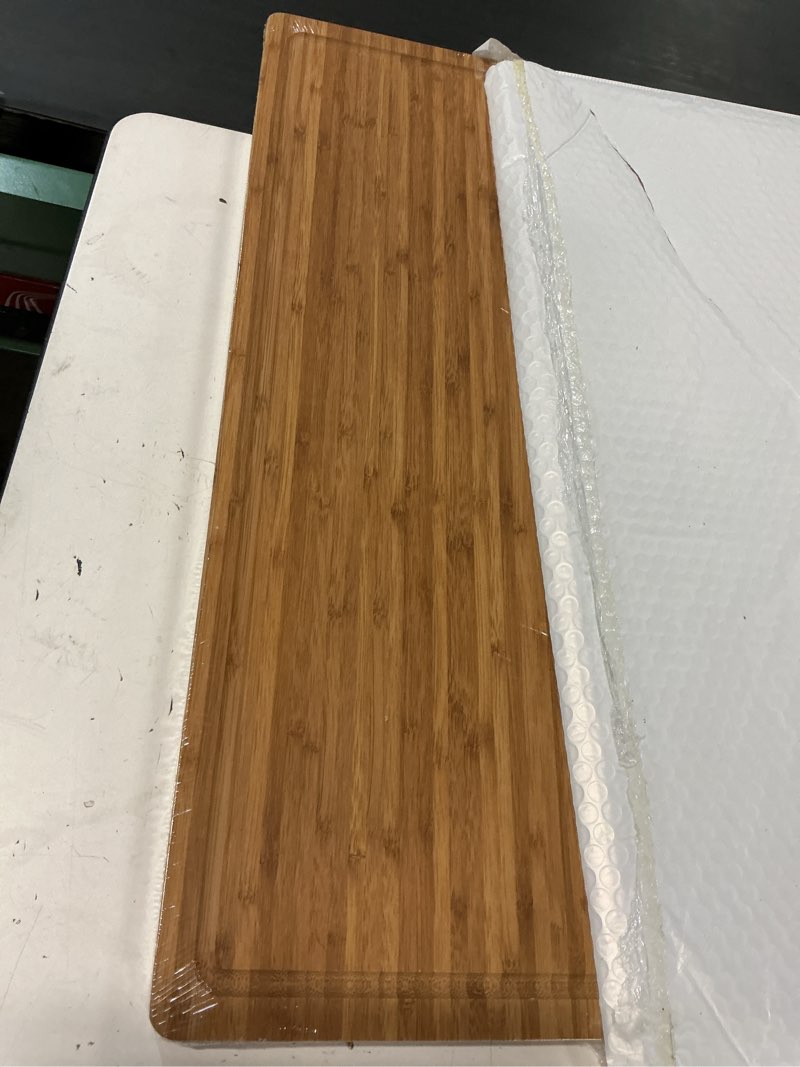 Condition photo showing New/Like New for 24"x18" Bamboo Cutting Boards, XXL Charcuterie Cheese Platter Serving Tray with Handles and Juice Grooves, Solid Structure, Slim, Durable, Reversible 24"L x 18"W Carbonized