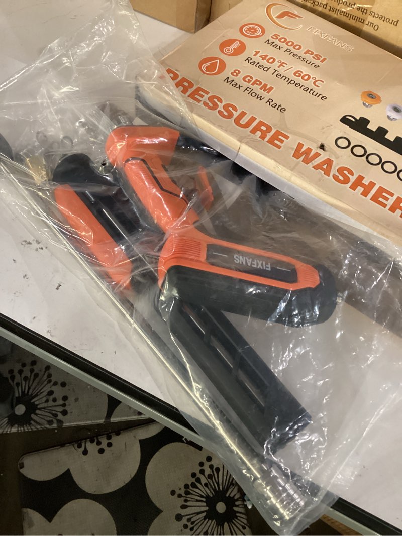 Condition photo showing New/Like New for damaged box fixfans pressure washer gun kit, 5000psi power washer handle gun with replacement wand extension, high pressure spray gun with 5 nozzle tips, m22 fitting, 1/4\\\" quick connect femalea