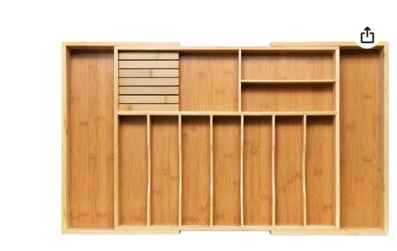 vaefae extra large kitchen utensil holder, bamboo silverware drawer organizer, expandable cutlery or