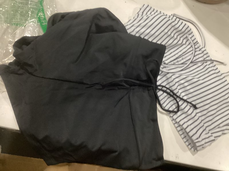Condition photo showing Good Condition for herseas high waisted bikini sets for women floral print two piece tummy control swimsuits drawstring short bathing suit black stripe large