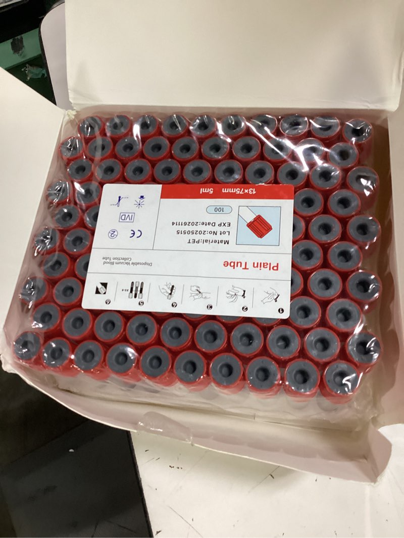 Condition photo showing New/Like New for specimen collection tubes 5ml lab vacuum gel tube for pet animals veterinary lab supplies 100 pcs wrap packaging 5ml gel & clot tube
