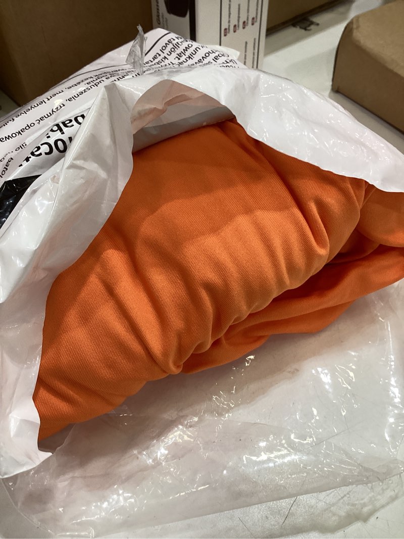 Condition photo showing Good Condition for 1 pack orange table clothes for 4 foot rectangle tables, one-piece wrinkle resistant stretch spandex table covers with skirt for event banquet wedding birthday party orange 48" x 24" (4ft-1 pack)