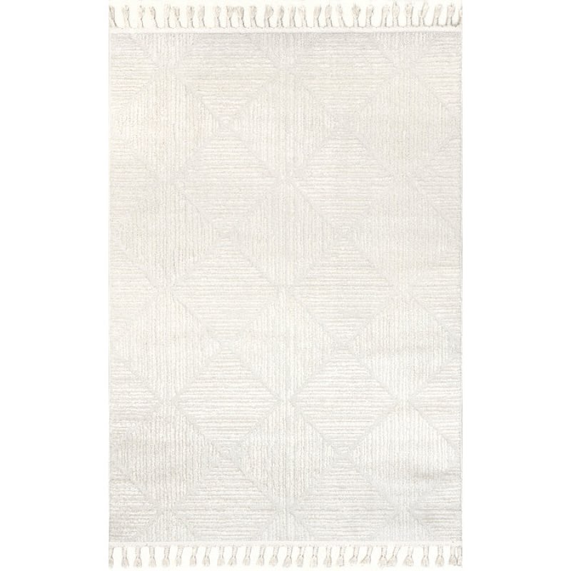Kerry Textured Geometric Tasseled Area Rug 7’10”x10’