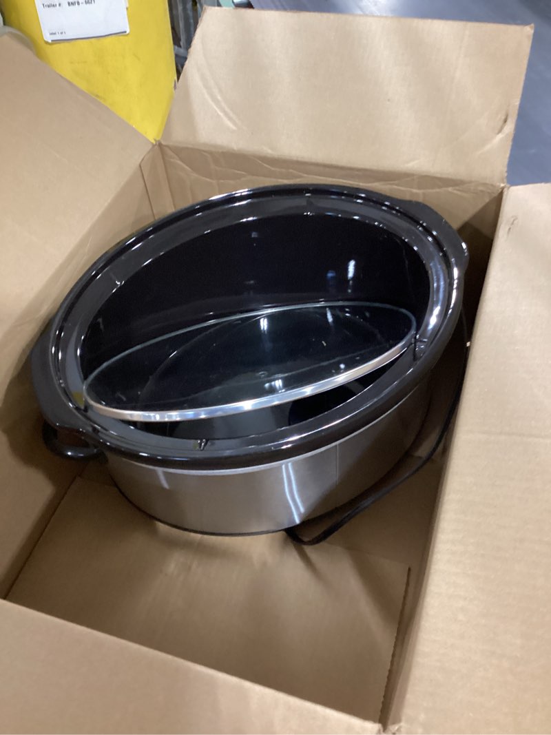 Condition photo showing As Is for Crock-Pot 7 Quart Oval Manual Slow Cooker, Stainless Steel (SCV700-S-BR), Versatile Cookware for Large Families or Entertaining 7 Quarts