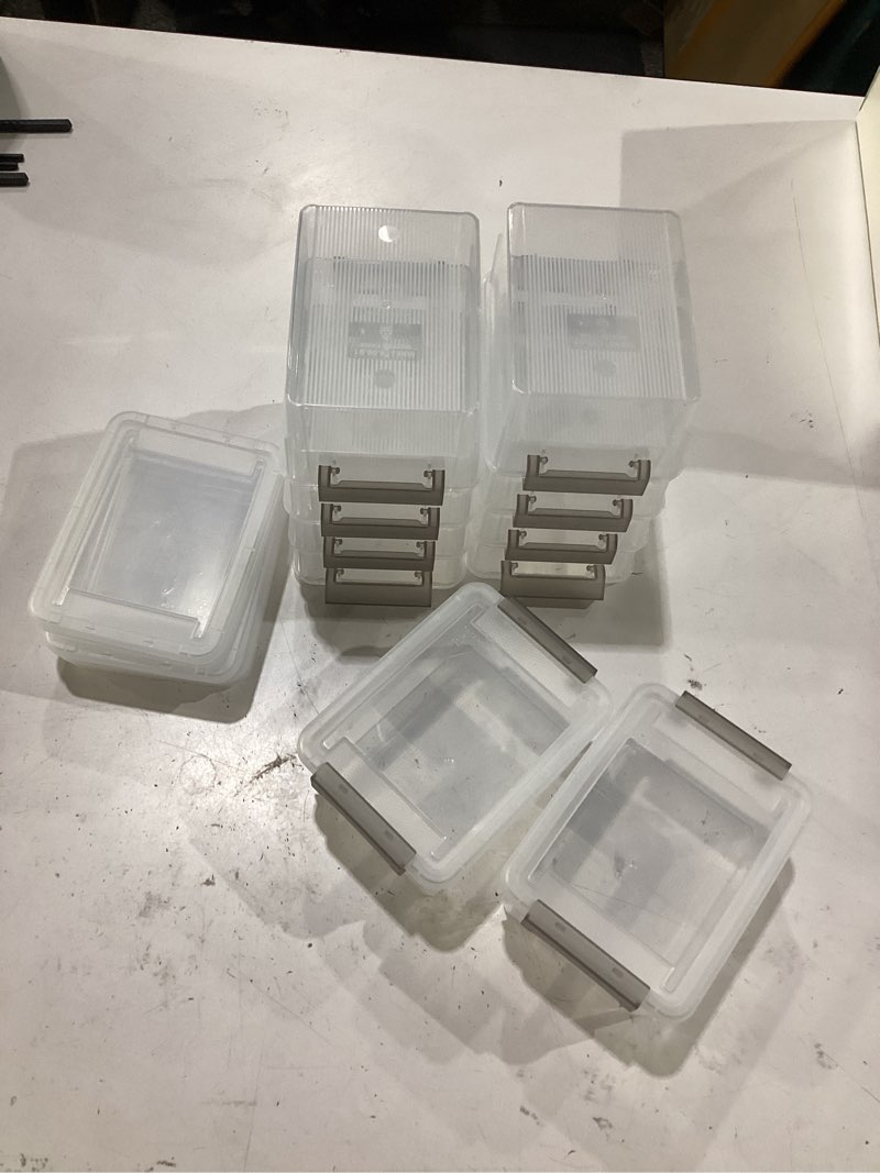 Condition photo showing New/Like New for citylife 0.53 qt 10 packs small storage bins plastic storage container stackable box with lids for organizing, clear white clear white 0.53 qt(10 pack)