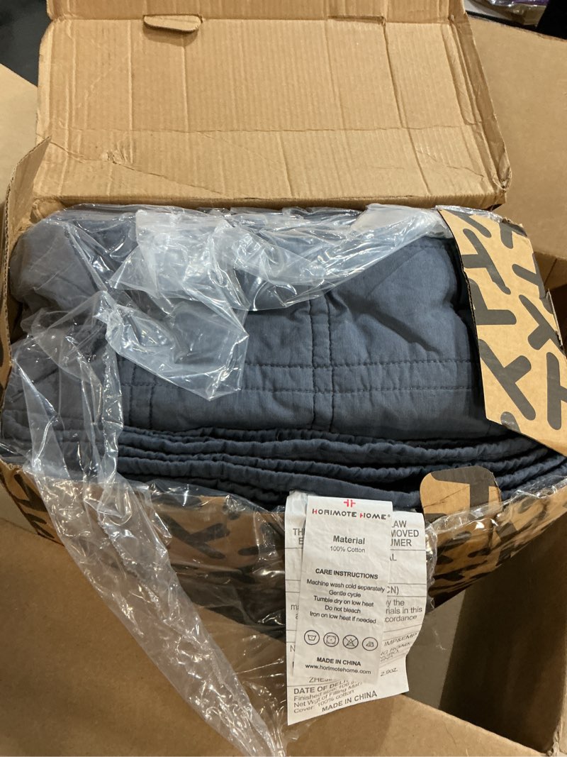 Condition photo showing Good Condition for HORIMOTE HOME 100% Cotton Quilt Set Queen Size, Denim Blue Pre-Washed Bedspreads Coverlet Set in Geometric Pattern, Cozy Lightweight Stitching Decorative Bedding Cover with 2 Shams for All Season Denim Blue Full/Queen