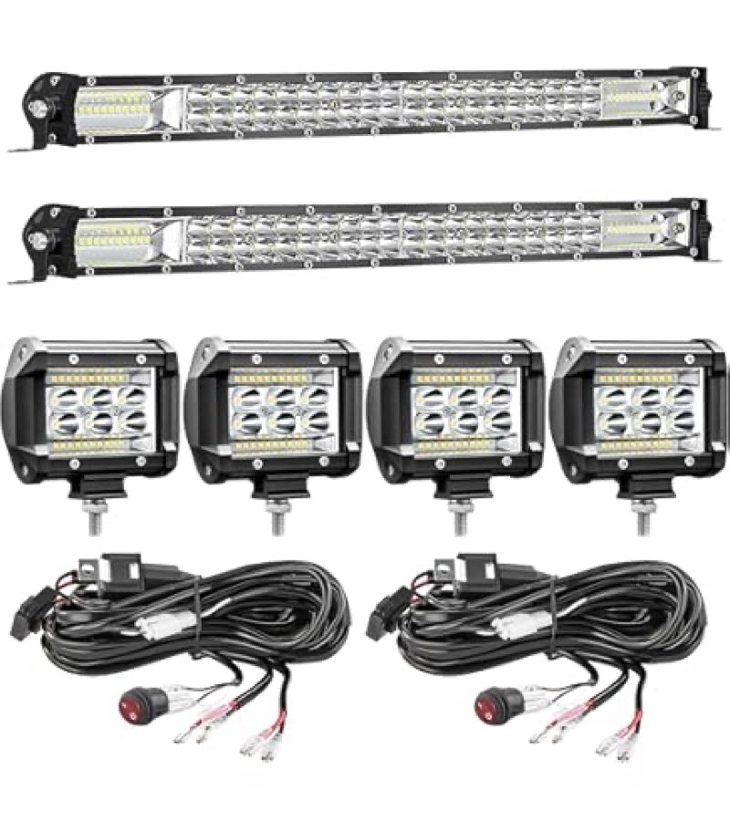 LED Light Bar Kits for Truck - 32 Inch Slim Light Bars, 4 inch LED Pods 12V