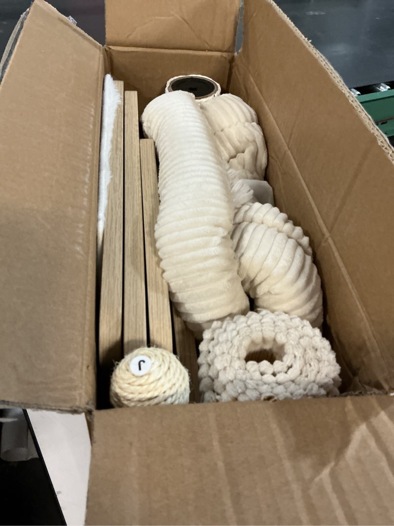 Condition photo showing Good Condition for Modern Cat Tree for Indoor Cats, Nordic Loft Style, Wooden Cat Tower with Sisal Scratching Posts, Soft Padded Beds & Cozy Condos, Floor-Mounted for Kittens & Adult Cats Large Ash White