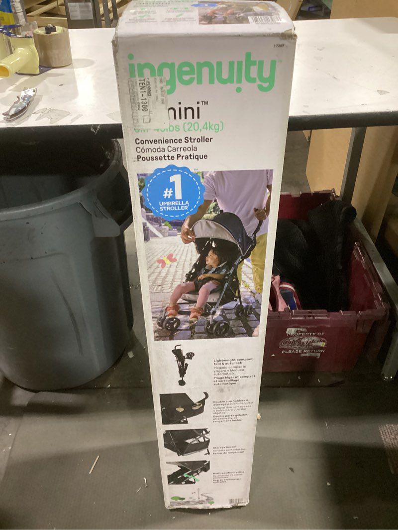 Condition photo showing New/Like New for Ingenuity 3D Mini Convenience Stroller – Lightweight Stroller with Compact Fold, Multi-Position Recline, Canopy with Pop Out Sun Visor – Umbrella Stroller for Travel and More, Cashew Tan