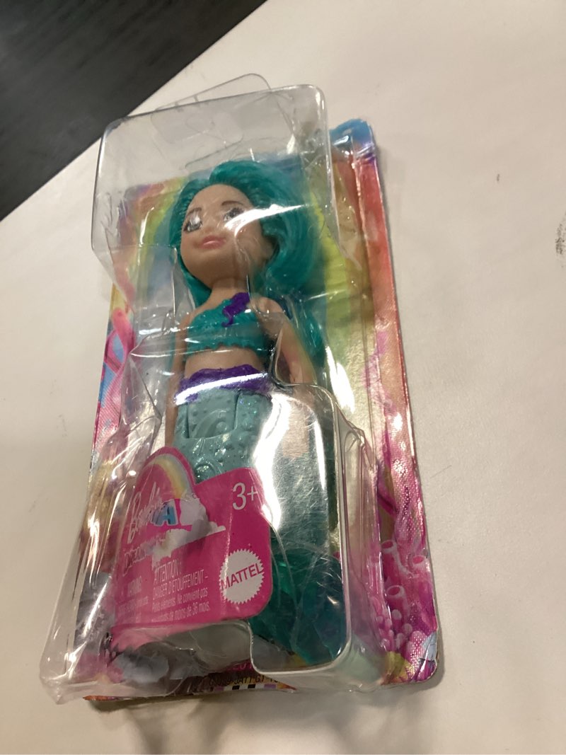 Condition photo showing As Is for Barbie Dreamtopia Chelsea Mermaid Doll, 6.5-inch with Teal Hair and Tail