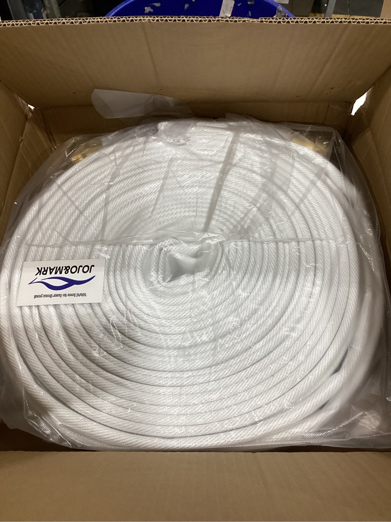 Condition photo showing New/Like New for Fire Hose, White, 1-1/2 inches x 100' Lay Flat Heavy Duty Backwash/Discharge Firehose, NST/NH Brass Connectors (1.5” NST/NH-100FT) NST/NH 1.5in/100ft