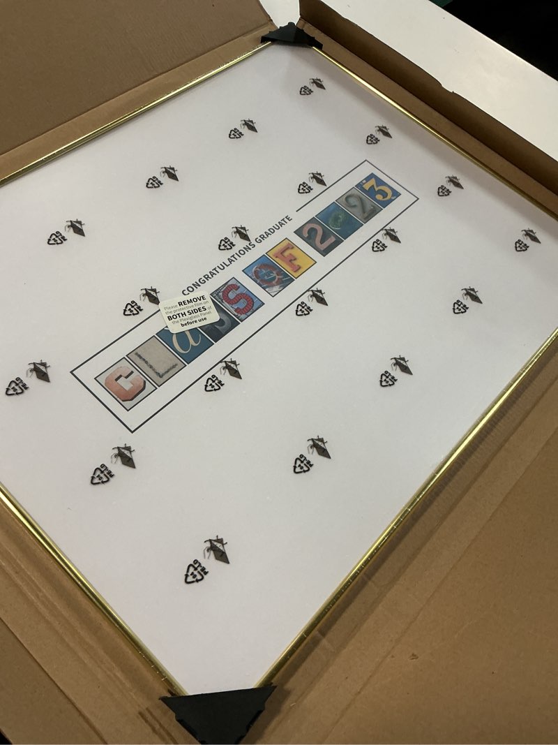 Condition photo showing New/Like New for 17x21 inch picture frame gold for certificate poster and photo, horizontal and vertical formats for wall hanging or tabletop, 17x21 frame with tempered glass