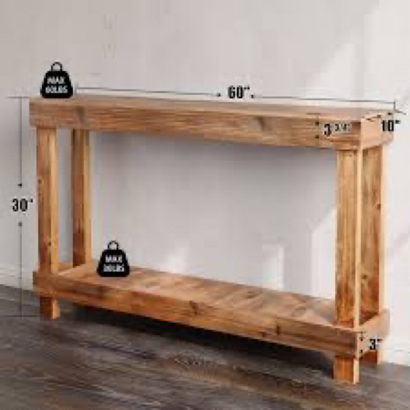 the holiday aisle 60" narrow solid wood console table