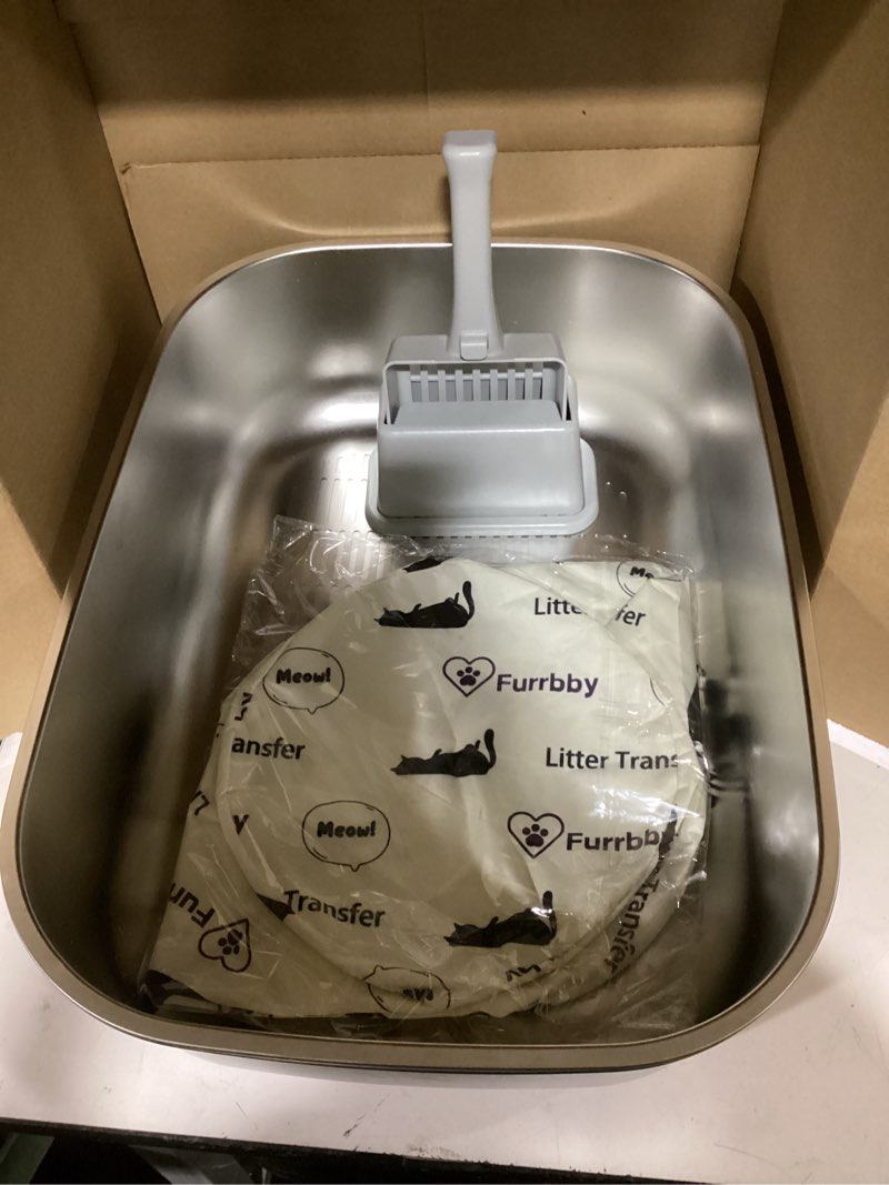 Condition photo showing Good Condition for stainless steel sifting litter box with lid, metal litter pan with scoop for big cats multi cat, extra large cats litterbox odor control easy clean (22.8 * 16.1 * 6.5inch-without enclosure, x-large) 22.8 * 16.1 * 6.5 inch - without enclosure x-large