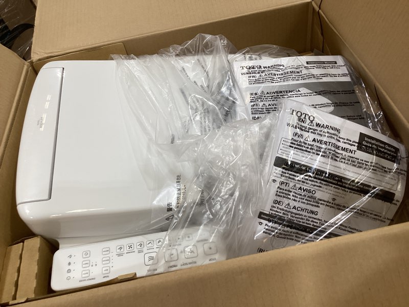 Condition photo showing Good Condition for toto® washlet® s2 electronic bidet toilet seat with instantaneous water heating, premist and ewater+ wand cleaning, elongated, cotton white - sw3346#01 cotton white elongated contemporary lid