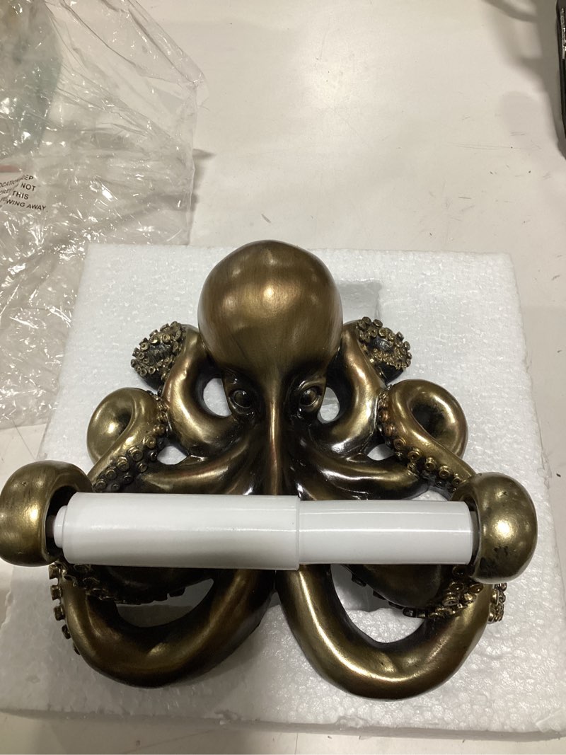 Condition photo showing As Is for Ebros Gift Giant Ocean Kraken Cthulhu Octopus Toilet Paper Holder Bathroom Wall Decoration 8.75" L Figurine