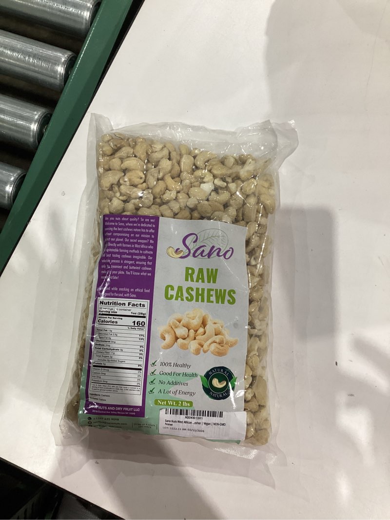 Condition photo showing New/Like New for SANO West African Premium Raw Cashew Nuts 32oz (2lb) 100% Natural Unsalted Raw Unroasted Cashews | Non-GMO Cashew Nuts | Whole Cashews Unsalted for Snacking, Cooking & Vegan Recipes