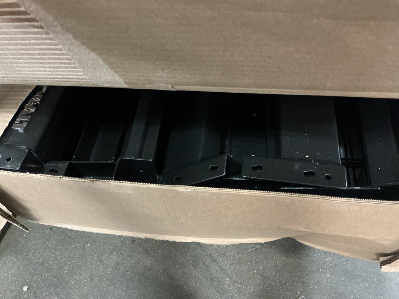 Condition photo showing As Is for kobalt steel heavy duty 4-tier utility shelving unit (77-in w x 24-in d x 72-in h), black, (1500-lb capacity per shelf)