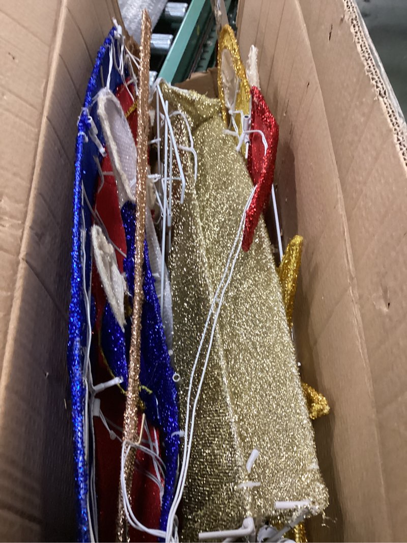 Condition photo showing As Is for Outdoor Lighted-up Shepherd & Sheep Nativity Decorations - 42' Flat Christmas Display with LED Lights for Indoor/Outdoor