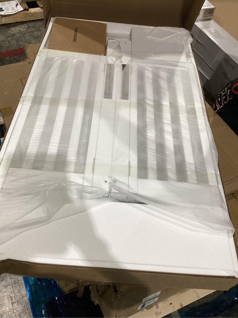 Condition photo showing New/Like New for dream on me full-size 2-in-1 folding baby crib in white, greenguard gold & bsa, portable, patented quick folding system, strong wheels, 2 adjustable mattress heights white crib