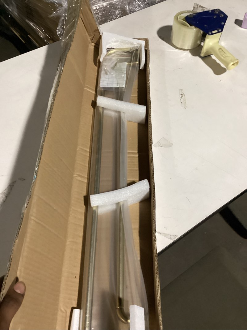 Condition photo showing As Is for Similar to Gold Double Curtain Rods For Windows 28-48 Inch,Heavy Duty Double Curtain Rod with Aluminum Finials and Bracket,Adjustable Double Window Rods For Blackout Or Room Darkening Panels Gold 28-48\"