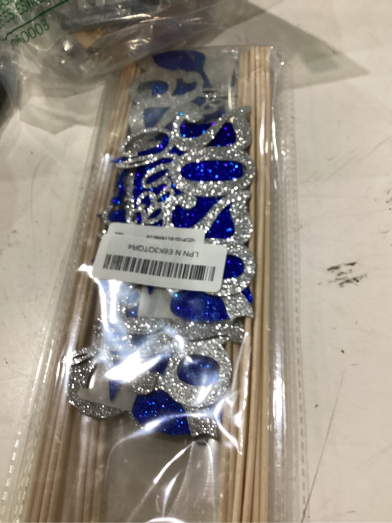 Condition photo showing Good Condition for double-sided 16 pcs graduation cake toppers – silver blue class of 2026 centerpieces picks for graduation theme party decorations supply
