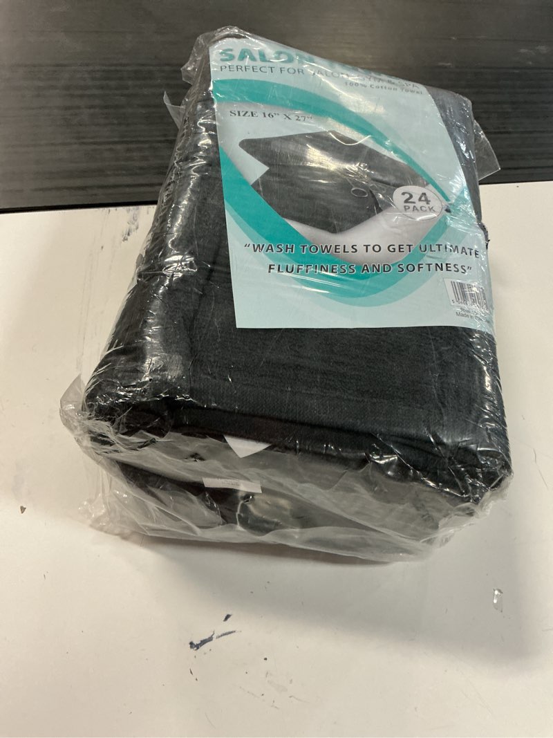 Condition photo showing New/Like New for utopia towels cotton bleach proof salon towel 16 by 27 inches, bleach safe 100% cotton hand towel for gym, 24 pack, black 24 black 24 pack