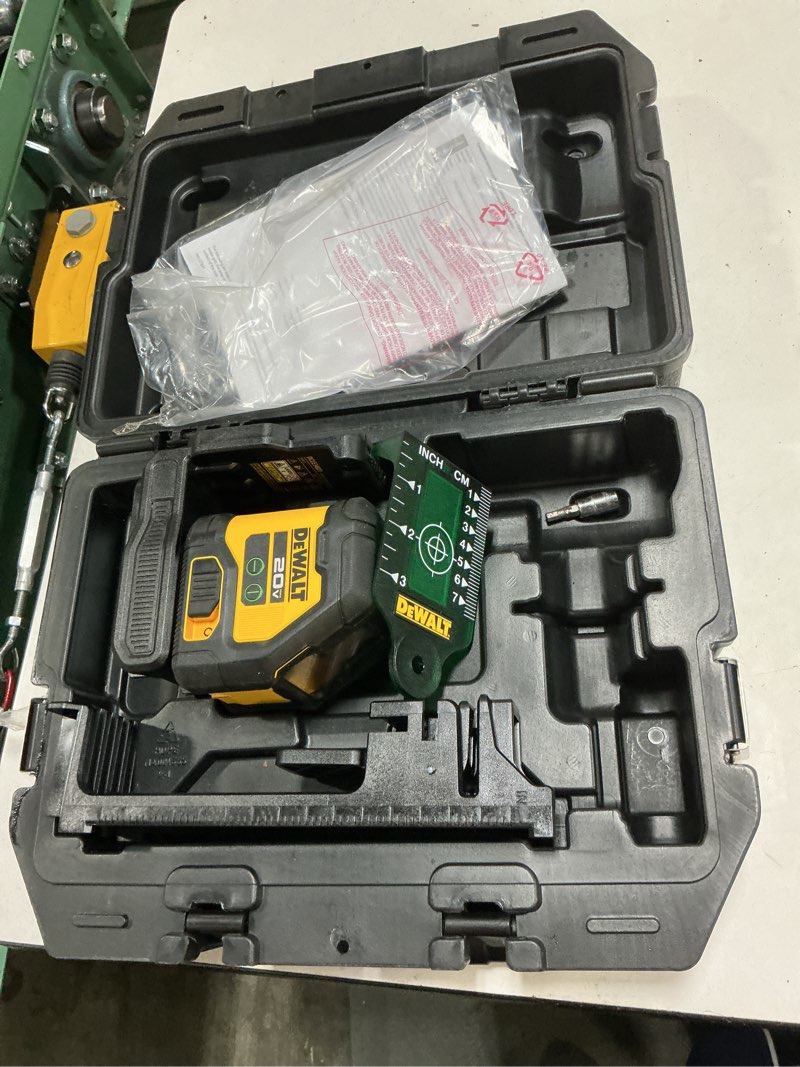 Condition photo showing As Is for dewalt 20v green cross line laser level (tool-only)