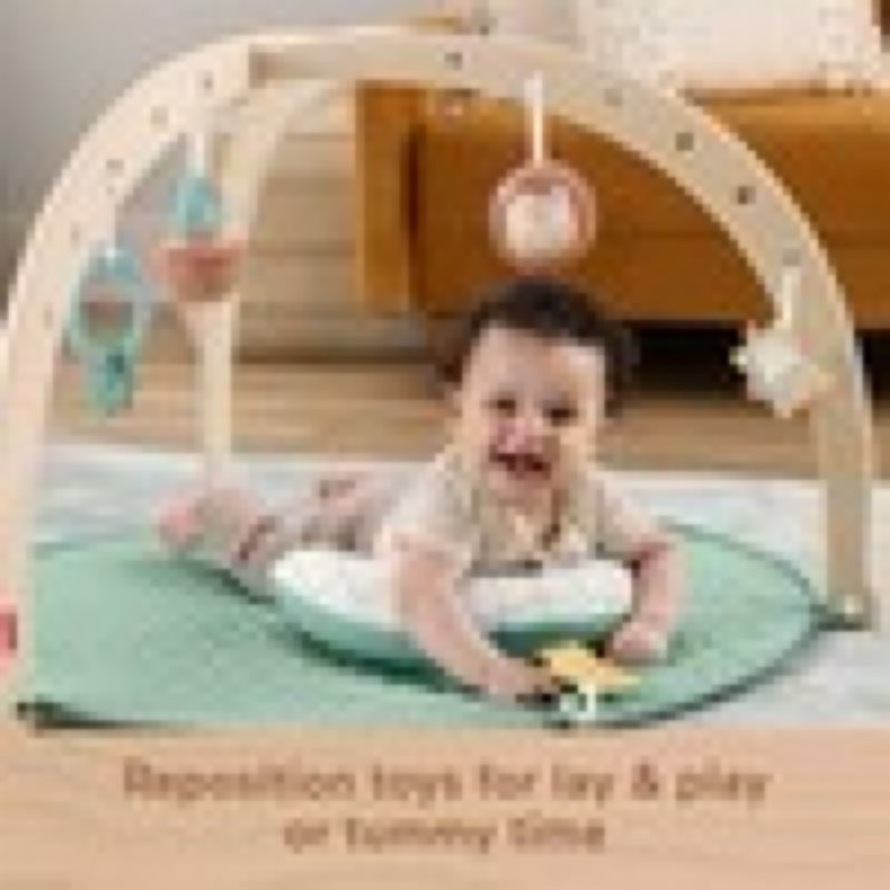 Fisher-Price Wood Baby Playmat Lay & Play Deluxe Activity Gym with Wooden Frame & Tummy Time Sensory