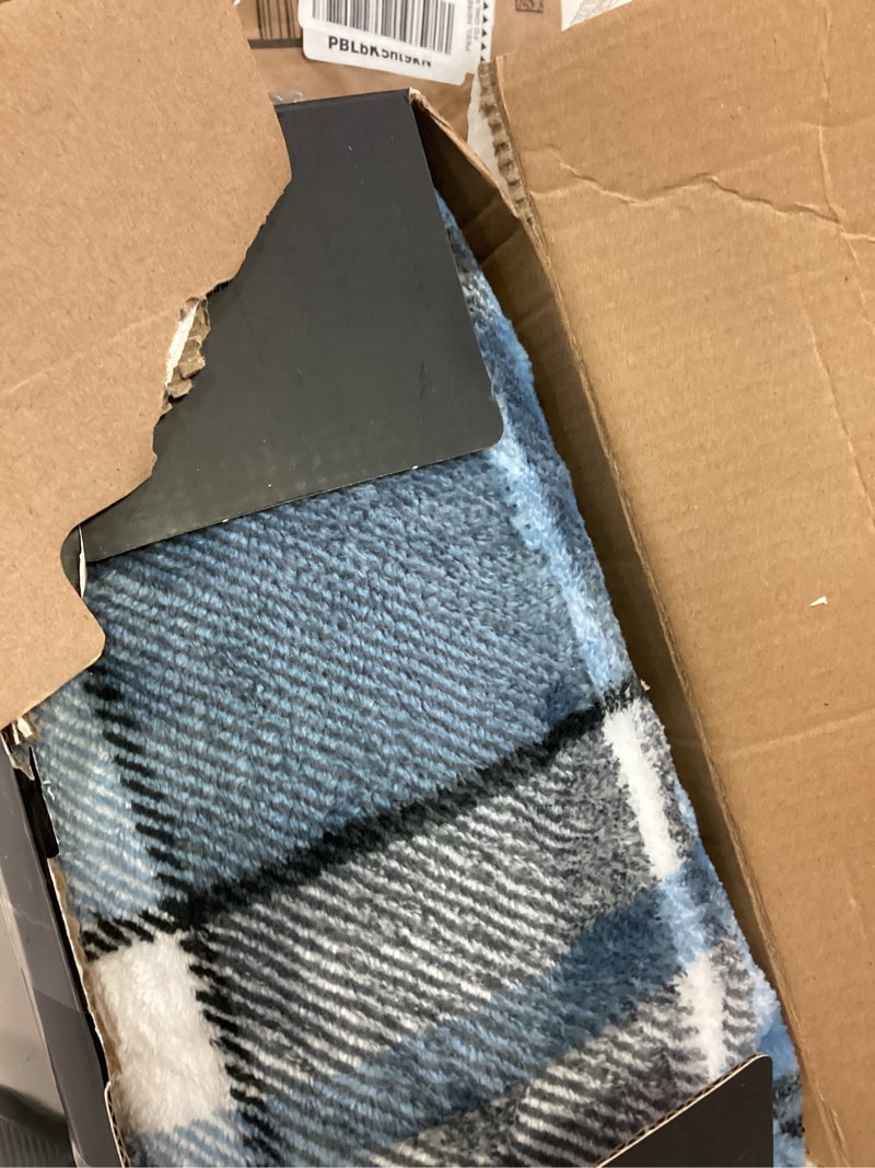 Condition photo showing Good Condition for Heated Blanket Electric Throw-50''x60''Ultra Soft Cozy Plaid Flannel Fast Heating Electric Blanket with 10 Heat Levels & 10 Hours Auto Off, ETL Certified, Keep Warm in Couch Bed Office(Blue) 18 - Blue Plaid Throw 50" x 60"