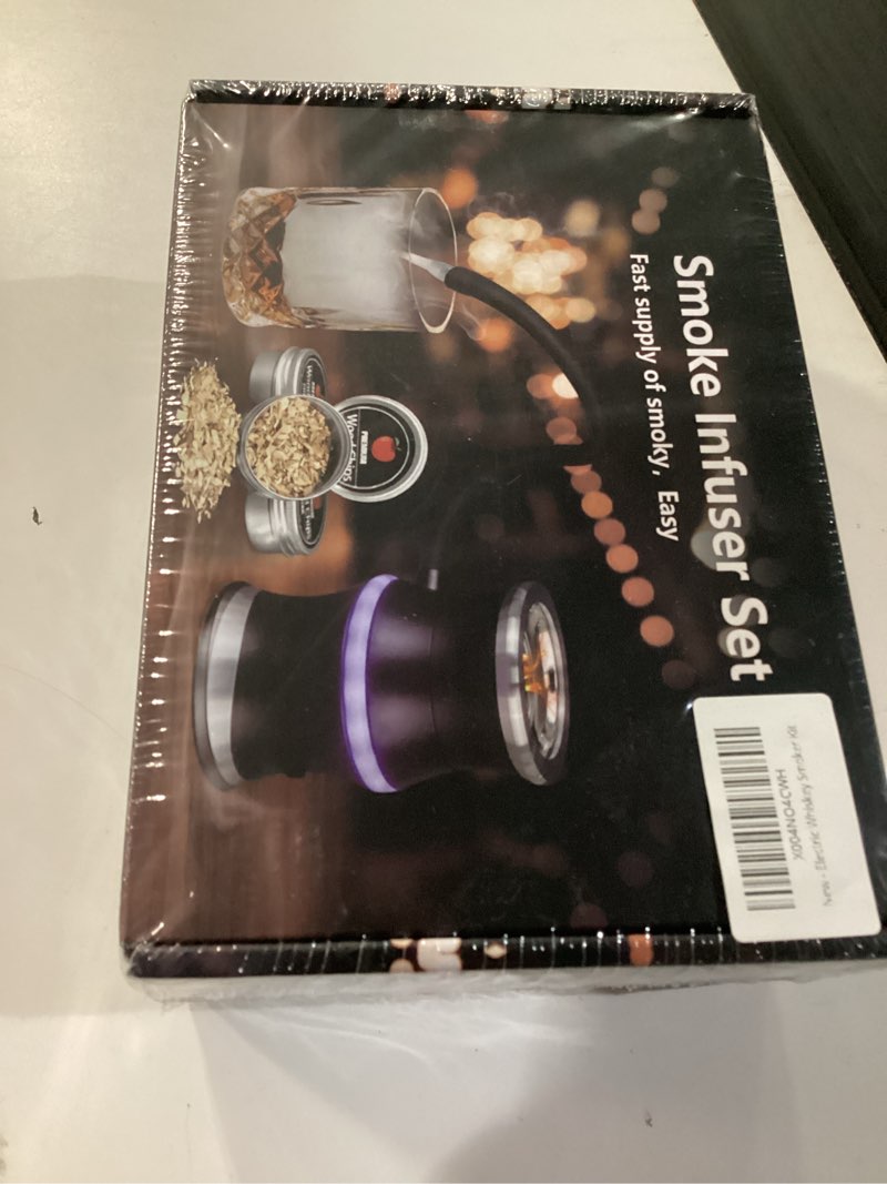 Condition photo showing New/Like New for electric whiskey smoker kit, 4 flavors wood chips cocktail smoker kit, drink bourbon old fashioned smoker kit, whiskey gifts for men, dad, husband, boss, boyfriend
