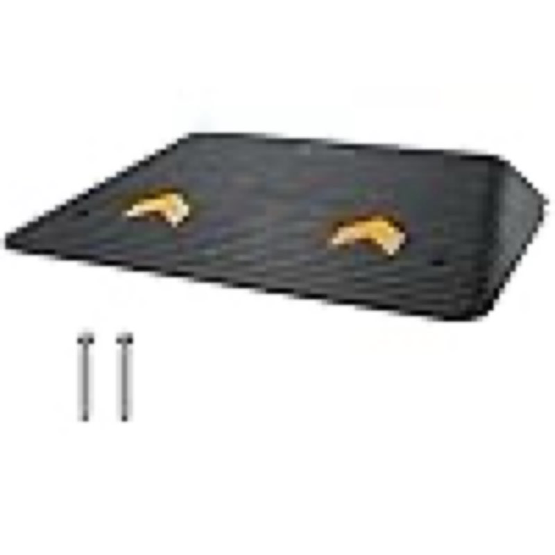 VEVOR Rubber Threshold Ramp, 4" Rise Doorway Ramp, 1 Pack with Channel Recycled Rubber Rated 3300 Lbs Load Capacity, Non-Slip Surface with Full Accessories for Wheelchair and Scooter
