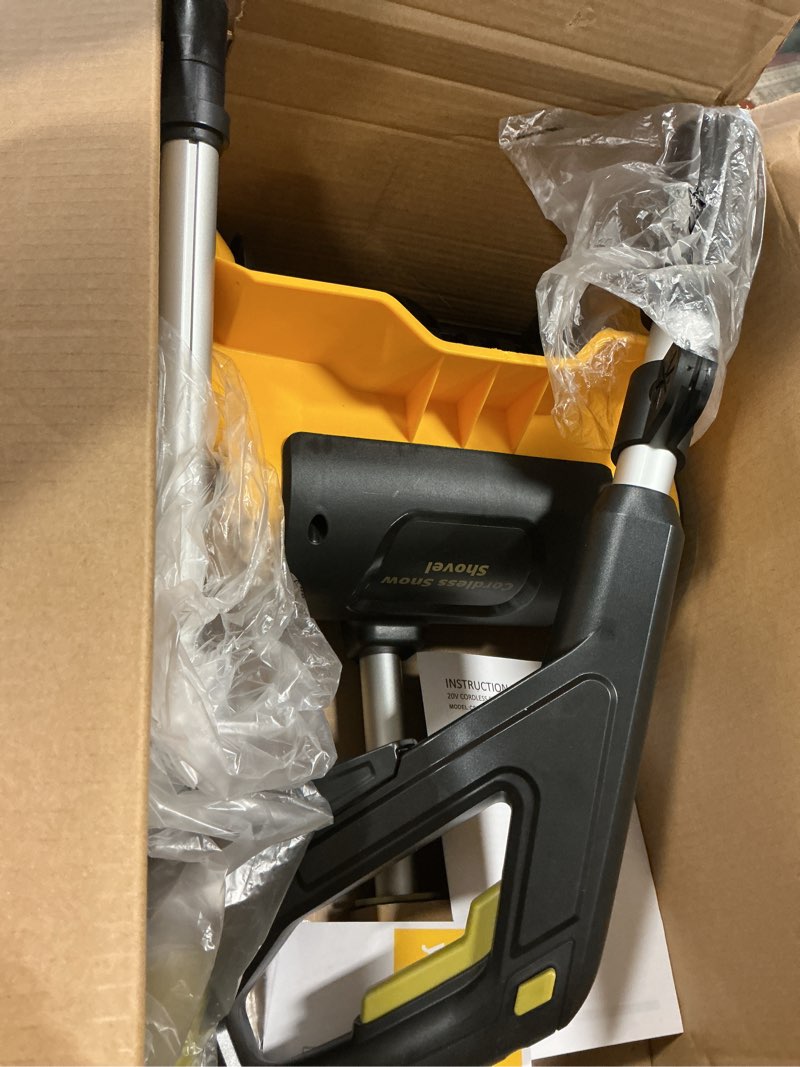 Condition photo showing Good Condition for Cordless Snow Shovel Compatible with DeWalt 20V Battery, 12" Electric Snow Blower with 20FT Max Throw & Adjustable Handle & Safety Switch, Snow Thrower for Driveway, Deck, Patio, Steps (NO Battery) Yellow