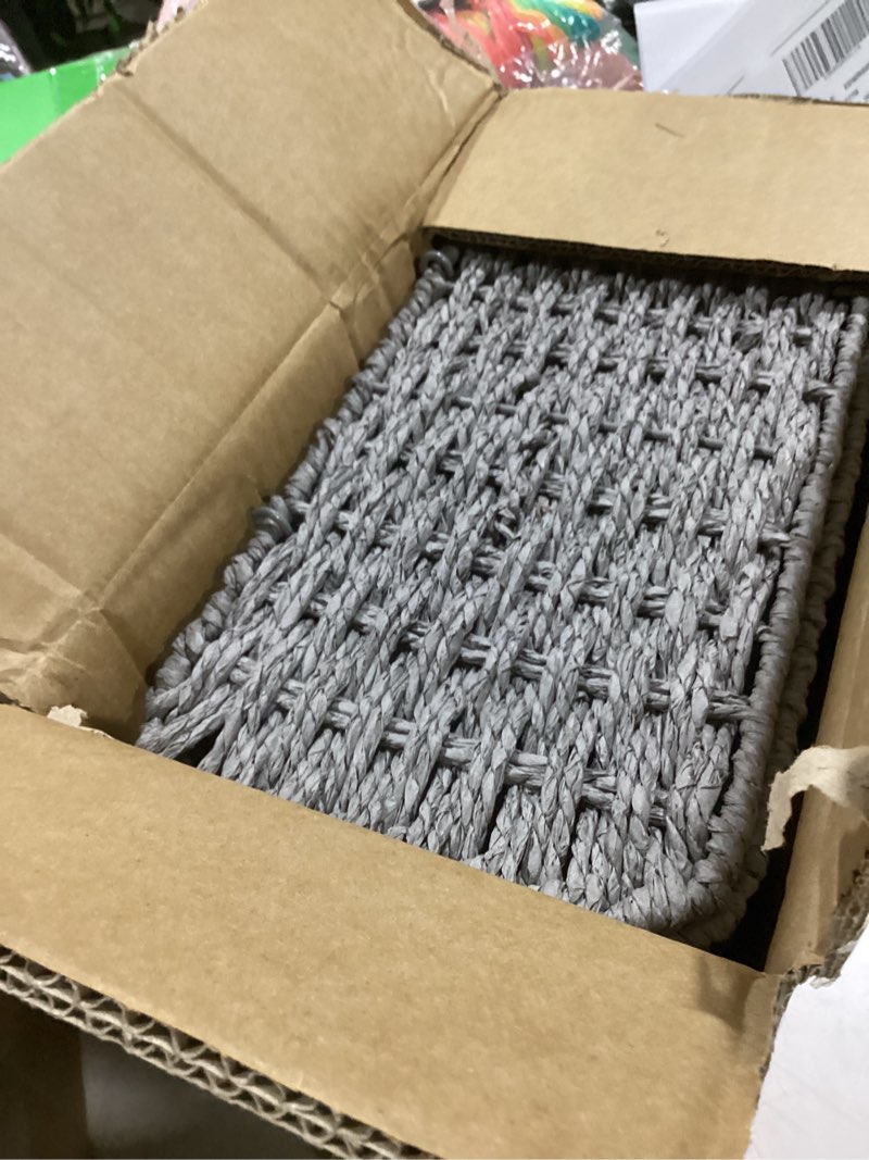 Condition photo showing New/Like New for 3 Gallon Wicker Trash Can,Grey Bathroom Trash Cans with Lid,Waterproof Slim Waste Basket for Bedroom,Home Office,Narrow Garbage Can with Removable Liner