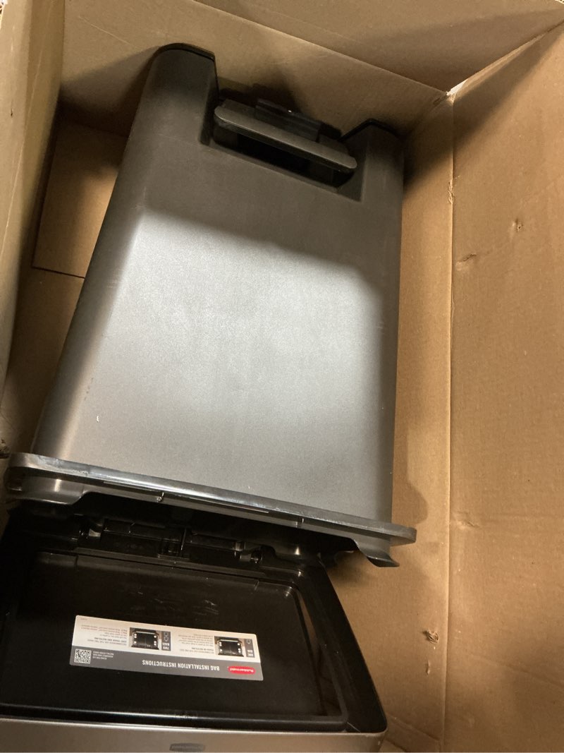 Condition photo showing Good Condition for rubbermaid premier high-capacity step-on trash can, 19 gallon, single or dual stream trash or recycling, charcoal, stainless-steel rim, lid lock, quiet lid, for home/kitchen/garage/apartment metal rim