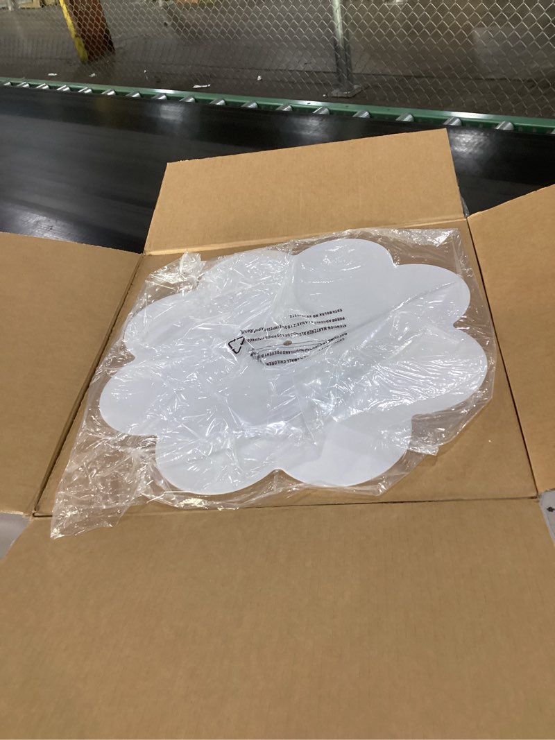 Condition photo showing New/Like New for gold semi flush mount ceiling lights, 4-light 18" ceiling light fixtures with fabric shade in flower shape, farmhouse brass drum lighting for nursery bedroom kitchen, ad-22009-4sf-gd gold, flower shade 18"