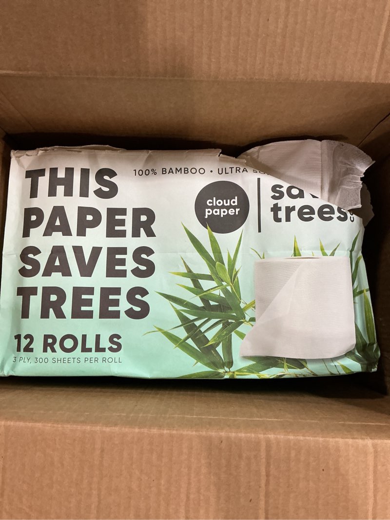 Condition photo showing Good Condition for save trees bamboo toilet paper - 12 rolls of organic toilet paper, 3-ply, 300 sheets per roll - pfas free, fsc certified, plastic free, vegan & chemical free bamboo tp