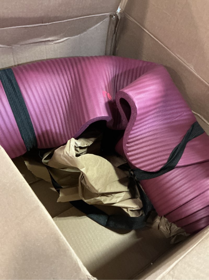 Condition photo showing As Is for Retrospec Solana Yoga Mat Thick 1/2in Non-Slip Workout Mat with Nylon Strap - 72x24in Exercise Mat for Pilates, Stretching & Fitness - BPA Free, Easy Clean Boysenberry 1/2 inch