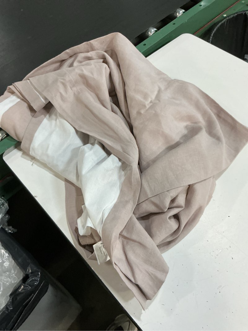 Condition photo showing As Is for quince european linen room darkening curtain - single panel 1 dark flax 96x96 