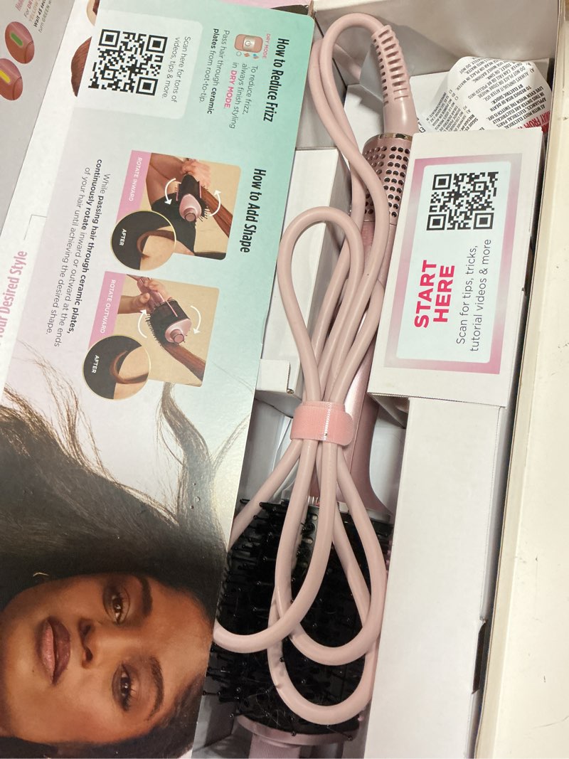 Condition photo showing As Is for shark glossi 2-in-1 hot tool and air glosser | ultra-fast, ultra-glossy blowouts at-home | heat-controlled ceramic, curly, coily, and color friendly | lychee | ht302pk