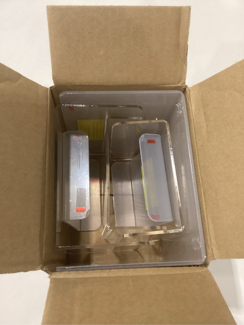 Condition photo showing New/Like New for MerryNine 8 PCS Acrylic Risers for Display, 4-Tier Clear Display Stand Risers, multifunction acrylic transparent Pop stand for Cupcakes, Pop Figures, cosmetics, Collectibles Display (Square)