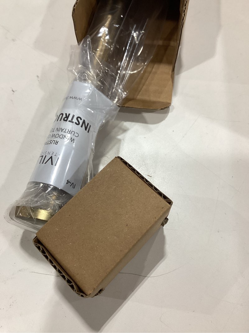Condition photo showing Good Condition for ivilon tension curtain rod - spring tension rod for windows or shower, 24 to 36 inch. warm gold 24" to 36" warm gold