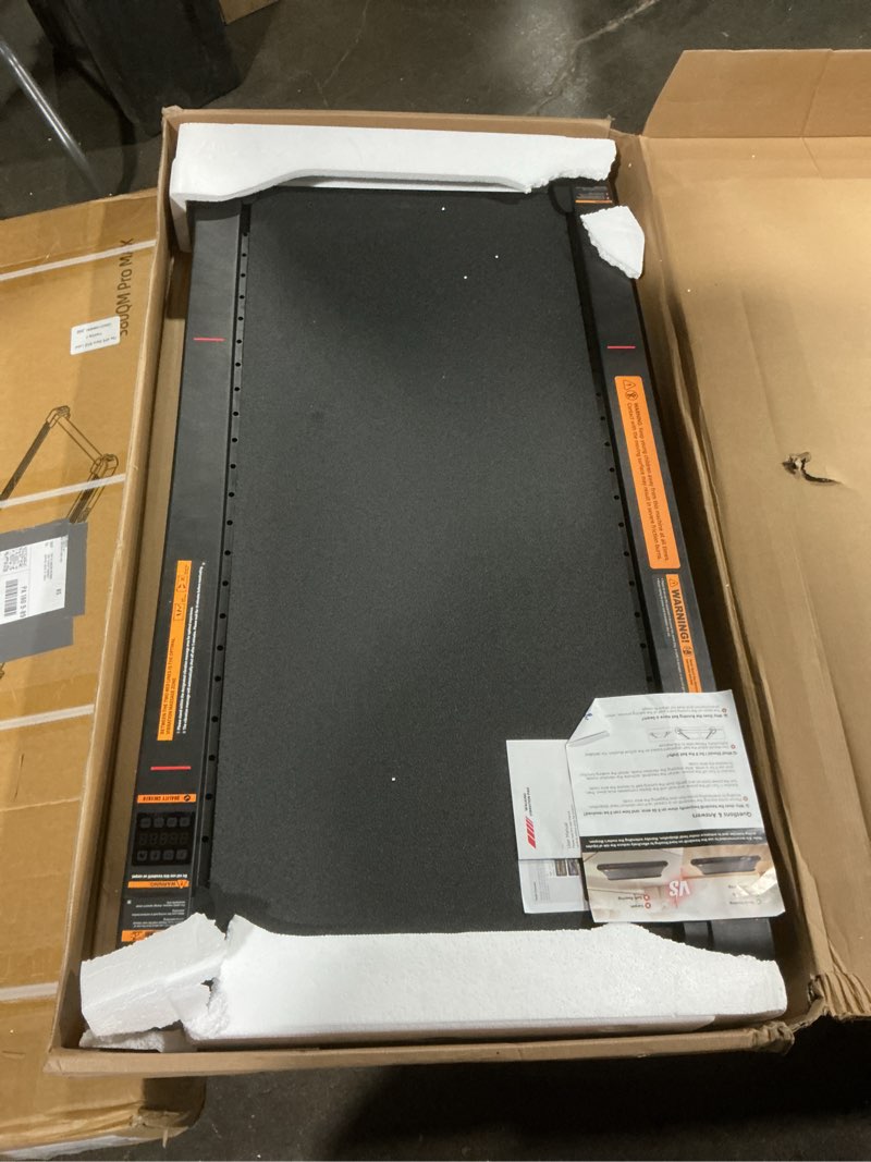Condition photo showing As Is for sperax walking treadmill pad with app, 3 in 1 under desk treadmill, 400w low noise walking vibration pad with remote control,portable treadmills for home office black