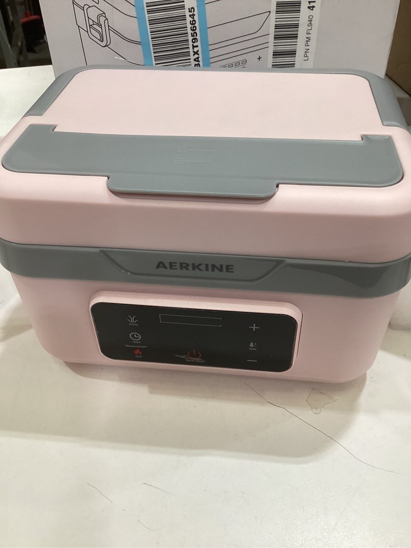 electric lunch box for adults - rechargeable 75w self-heating food warmer with 6.3 cups(1.5l) stainless steel container, heated lunch box for office, picnic, car & outdoor use(pink)