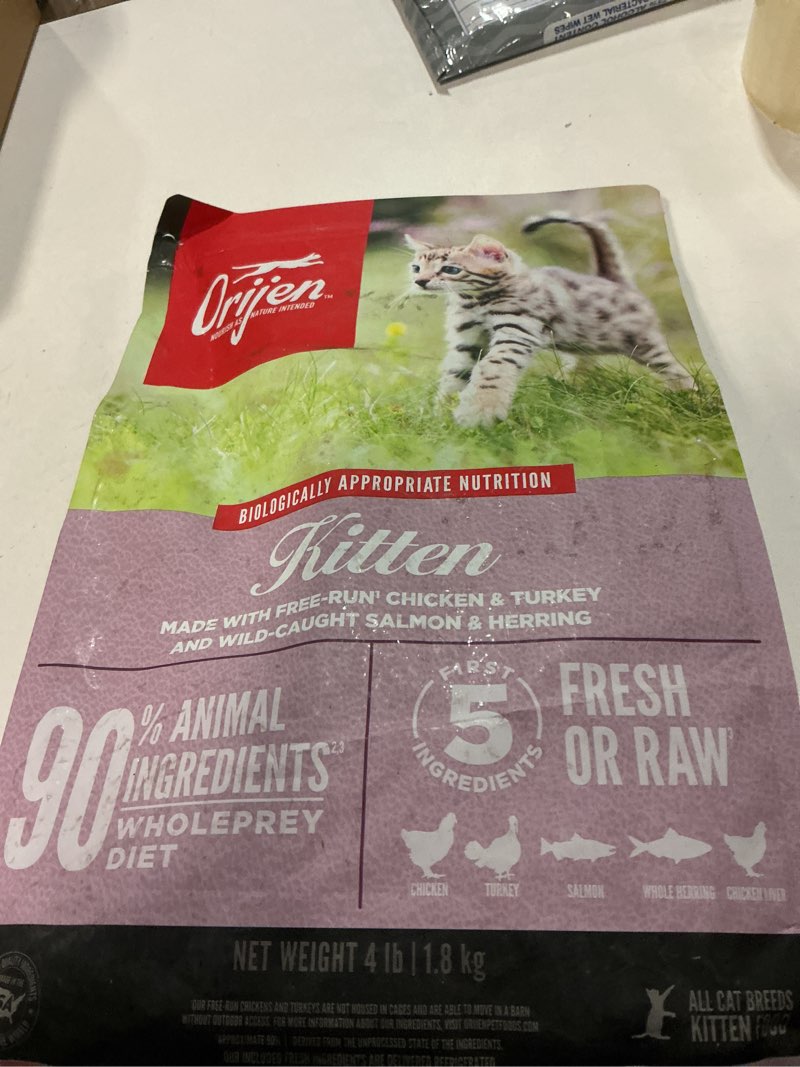 Condition photo showing Good Condition for ORIJEN Grain Free High Protein Premium Dry Cat Food Kitten Recipe 4lb Bag Kitten Recipe 4 Pound (Pack of 1)