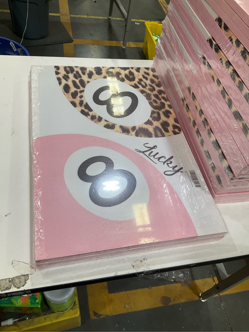 Condition photo showing New/Like New for pdfi pink wall art trendy cheetah prints retro 8 ball lucky poster set of 3 funky preppy leopard picture coquette room decor aesthetic for girls bedroom dorm 16x24 inch unframed 3pcs-24l" x 16w" pink-unframed